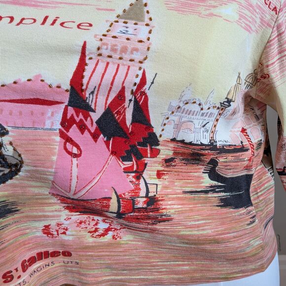 Vintage Y2K Take Two Clothing Beaded Shirt Venice Gondola Size XL - Picture 4 of 9